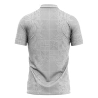 Nigeria Osun-Osogbo Festival Zipper Polo Shirt White Lily Lei With Yoruba Pattern - Wonder Print Shop
