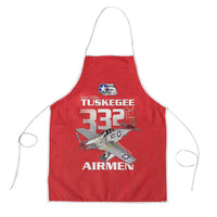 Tuskegee Red Tails Airmen Apron P-51 Mustang 332nd Fighter Group - Red - Wonder Print Shop