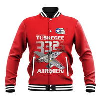 Tuskegee Red Tails Airmen Baseball Jacket P-51 Mustang 332nd Fighter Group - Red - Wonder Print Shop