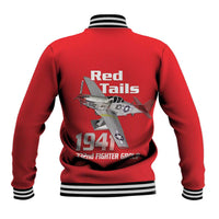 Tuskegee Red Tails Airmen Baseball Jacket P-51 Mustang 332nd Fighter Group - Red - Wonder Print Shop