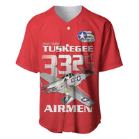 Tuskegee Red Tails Airmen Baseball Jersey P-51 Mustang 332nd Fighter Group - Red - Wonder Print Shop