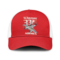 Tuskegee Red Tails Airmen Baseball Net Cap P-51 Mustang 332nd Fighter Group - Red - Wonder Print Shop