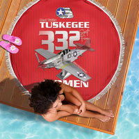 Tuskegee Red Tails Airmen Beach Blanket P-51 Mustang 332nd Fighter Group - Red - Wonder Print Shop