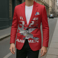Tuskegee Red Tails Airmen Blazer P-51 Mustang 332nd Fighter Group - Red - Wonder Print Shop