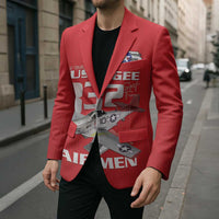 Tuskegee Red Tails Airmen Blazer P-51 Mustang 332nd Fighter Group - Red - Wonder Print Shop