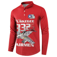 Tuskegee Red Tails Airmen Button Sweatshirt P-51 Mustang 332nd Fighter Group - Red - Wonder Print Shop