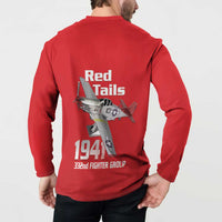 Tuskegee Red Tails Airmen Button Sweatshirt P-51 Mustang 332nd Fighter Group - Red - Wonder Print Shop