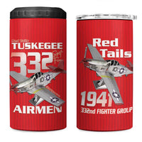Tuskegee Red Tails Airmen 4 in 1 Can Cooler Tumbler P-51 Mustang 332nd Fighter Group - Red - Wonder Print Shop