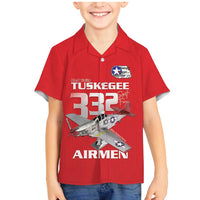 Tuskegee Red Tails Airmen Family Matching Mermaid Dress and Hawaiian Shirt P-51 Mustang 332nd Fighter Group - Red - Wonder Print Shop