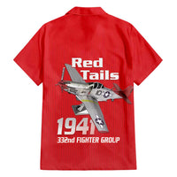 Tuskegee Red Tails Airmen Family Matching Short Sleeve Bodycon Dress and Hawaiian Shirt P-51 Mustang 332nd Fighter Group - Red - Wonder Print Shop