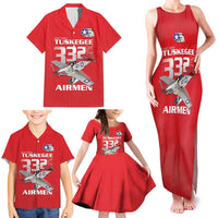 Tuskegee Red Tails Airmen Family Matching Tank Maxi Dress and Hawaiian Shirt P-51 Mustang 332nd Fighter Group - Red - Wonder Print Shop