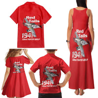 Tuskegee Red Tails Airmen Family Matching Tank Maxi Dress and Hawaiian Shirt P-51 Mustang 332nd Fighter Group - Red - Wonder Print Shop