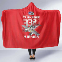 Tuskegee Red Tails Airmen Hooded Blanket P-51 Mustang 332nd Fighter Group - Red - Wonder Print Shop