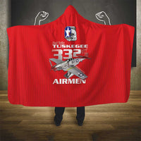 Tuskegee Red Tails Airmen Hooded Blanket P-51 Mustang 332nd Fighter Group - Red - Wonder Print Shop