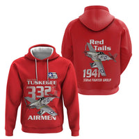 Tuskegee Red Tails Airmen Hoodie P-51 Mustang 332nd Fighter Group - Red - Wonder Print Shop