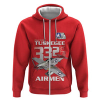 Tuskegee Red Tails Airmen Hoodie P-51 Mustang 332nd Fighter Group - Red - Wonder Print Shop