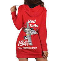Tuskegee Red Tails Airmen Hoodie Dress P-51 Mustang 332nd Fighter Group - Red - Wonder Print Shop