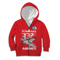 Tuskegee Red Tails Airmen Kid Hoodie P-51 Mustang 332nd Fighter Group - Red - Wonder Print Shop