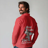 Tuskegee Red Tails Airmen Long Sleeve Polo Shirt P-51 Mustang 332nd Fighter Group - Red - Wonder Print Shop