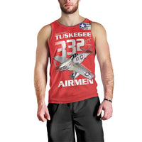 Tuskegee Red Tails Airmen Men Tank Top P-51 Mustang 332nd Fighter Group - Red - Wonder Print Shop