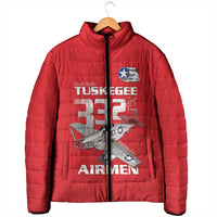 Tuskegee Red Tails Airmen Padded Jacket P-51 Mustang 332nd Fighter Group - Red - Wonder Print Shop