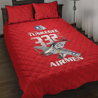 Tuskegee Red Tails Airmen Quilt Bed Set P-51 Mustang 332nd Fighter Group - Red - Wonder Print Shop