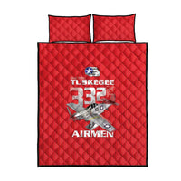 Tuskegee Red Tails Airmen Quilt Bed Set P-51 Mustang 332nd Fighter Group - Red - Wonder Print Shop