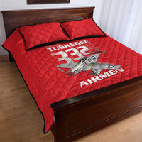 Tuskegee Red Tails Airmen Quilt Bed Set P-51 Mustang 332nd Fighter Group - Red - Wonder Print Shop