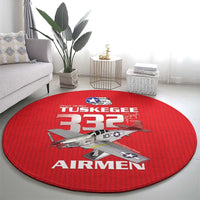 Tuskegee Red Tails Airmen Round Carpet P-51 Mustang 332nd Fighter Group - Red - Wonder Print Shop