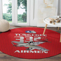 Tuskegee Red Tails Airmen Round Carpet P-51 Mustang 332nd Fighter Group - Red - Wonder Print Shop