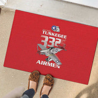 Tuskegee Red Tails Airmen Rubber Doormat P-51 Mustang 332nd Fighter Group - Red - Wonder Print Shop