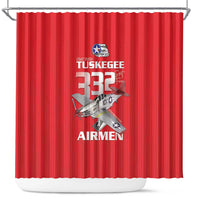 Tuskegee Red Tails Airmen Shower Curtain P-51 Mustang 332nd Fighter Group - Red - Wonder Print Shop
