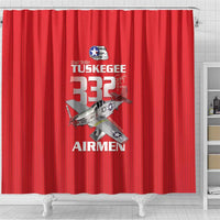 Tuskegee Red Tails Airmen Shower Curtain P-51 Mustang 332nd Fighter Group - Red - Wonder Print Shop
