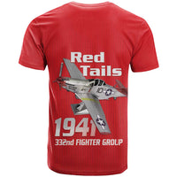 Tuskegee Red Tails Airmen T Shirt P-51 Mustang 332nd Fighter Group - Red - Wonder Print Shop