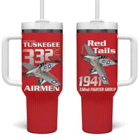 Tuskegee Red Tails Airmen Tumbler With Handle P-51 Mustang 332nd Fighter Group - Red - Wonder Print Shop