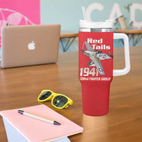 Tuskegee Red Tails Airmen Tumbler With Handle P-51 Mustang 332nd Fighter Group - Red - Wonder Print Shop