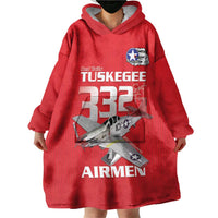 Tuskegee Red Tails Airmen Wearable Blanket Hoodie P-51 Mustang 332nd Fighter Group - Red - Wonder Print Shop
