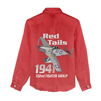 Tuskegee Red Tails Airmen Women Casual Shirt P-51 Mustang 332nd Fighter Group - Red - Wonder Print Shop