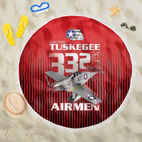 Tuskegee Red Tails Airmen Beach Blanket P-51 Mustang 332nd Fighter Group - Black Red - Wonder Print Shop