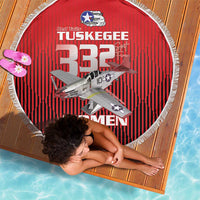 Tuskegee Red Tails Airmen Beach Blanket P-51 Mustang 332nd Fighter Group - Black Red - Wonder Print Shop