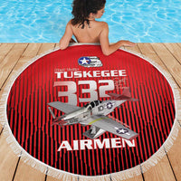 Tuskegee Red Tails Airmen Beach Blanket P-51 Mustang 332nd Fighter Group - Black Red - Wonder Print Shop