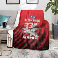 Tuskegee Red Tails Airmen Blanket P-51 Mustang 332nd Fighter Group - Black Red - Wonder Print Shop