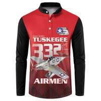Tuskegee Red Tails Airmen Button Sweatshirt P-51 Mustang 332nd Fighter Group - Black Red - Wonder Print Shop