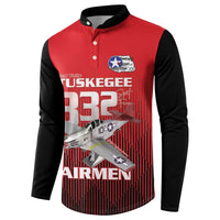 Tuskegee Red Tails Airmen Button Sweatshirt P-51 Mustang 332nd Fighter Group - Black Red - Wonder Print Shop