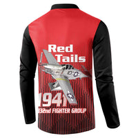 Tuskegee Red Tails Airmen Button Sweatshirt P-51 Mustang 332nd Fighter Group - Black Red - Wonder Print Shop