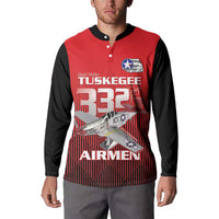 Tuskegee Red Tails Airmen Button Sweatshirt P-51 Mustang 332nd Fighter Group - Black Red - Wonder Print Shop