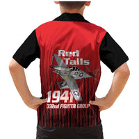Tuskegee Red Tails Airmen Family Matching Mermaid Dress and Hawaiian Shirt P-51 Mustang 332nd Fighter Group - Black Red - Wonder Print Shop