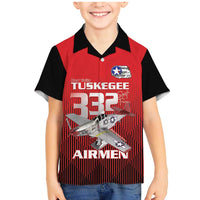 Tuskegee Red Tails Airmen Family Matching Mermaid Dress and Hawaiian Shirt P-51 Mustang 332nd Fighter Group - Black Red - Wonder Print Shop