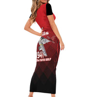 Tuskegee Red Tails Airmen Family Matching Short Sleeve Bodycon Dress and Hawaiian Shirt P-51 Mustang 332nd Fighter Group - Black Red - Wonder Print Shop