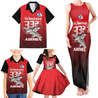 Tuskegee Red Tails Airmen Family Matching Tank Maxi Dress and Hawaiian Shirt P-51 Mustang 332nd Fighter Group - Black Red - Wonder Print Shop